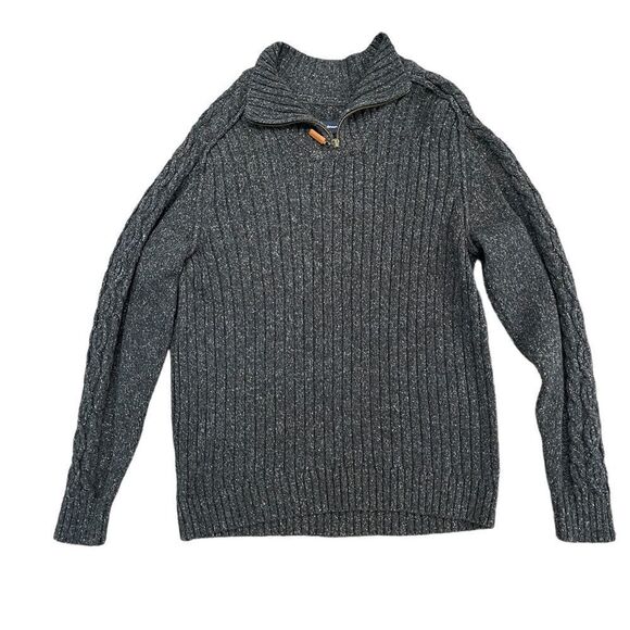 Tommy Bahama Pullover Sweater Ribbed Knit Blue 1/4 Zip Men's M Wool Silk Blend - Picture 1 of 9